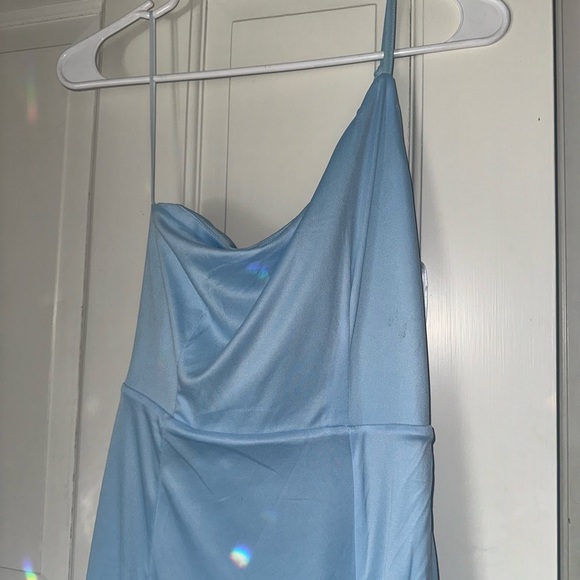 No Ones Fault One Shoulder Maxi Dress Light Blue - Picture 3 of 4